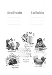 Good and Bad Health Habits Worksheet