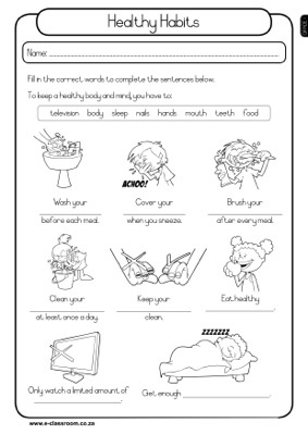 Healthy Habits Worksheet Grade 1