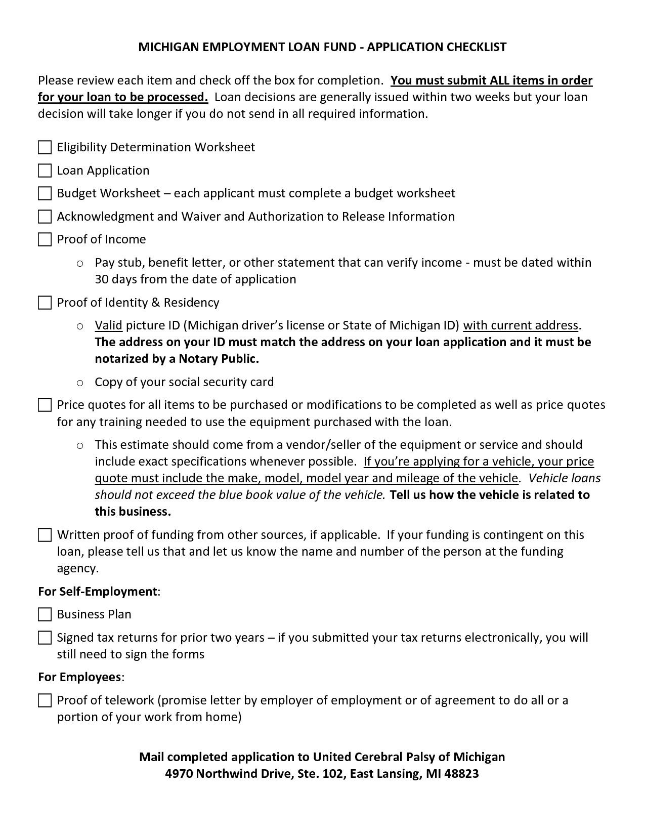 Home Loan Application Checklist