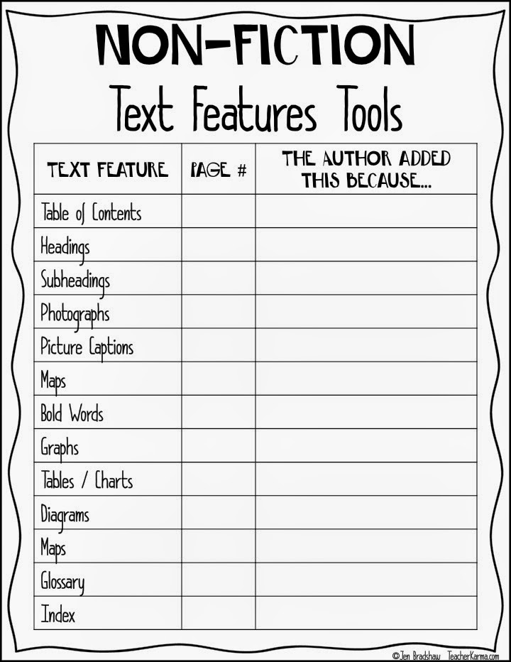 17 Informational Text Features Worksheets Worksheeto