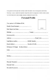 Personal Profile Worksheet