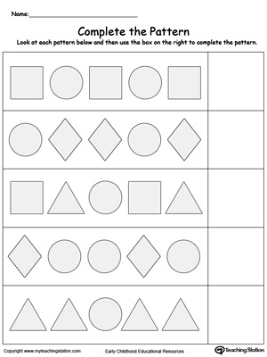 Printable Shape Patterns Worksheets