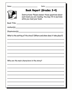 Printable Worksheets for 4th Grade Book Report Images