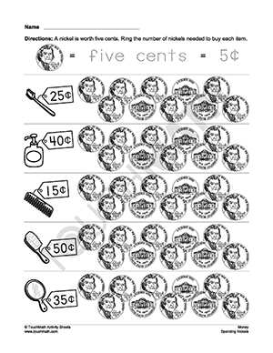 Quarters Dimes Nickels and Pennies Worksheet