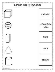 3D Shapes Matching Worksheet