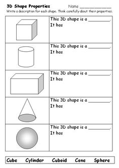 3D Shapes Worksheets