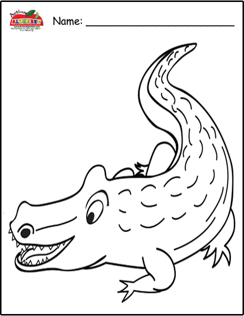 Alligator Coloring Page Letter