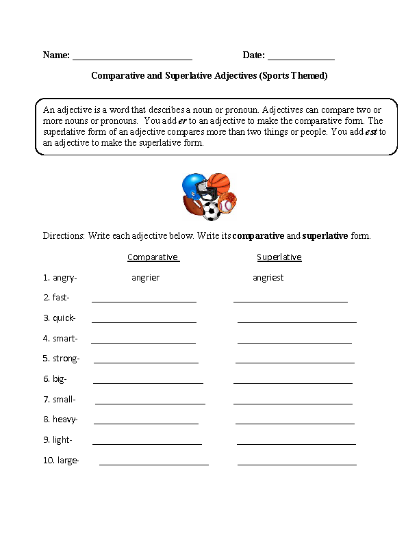 Comparative Adjectives Worksheet