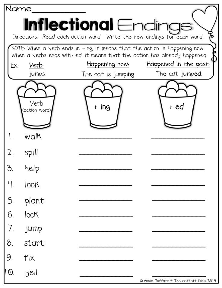 Inflectional Ending ING Worksheets First Grade