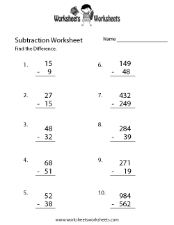 Mad Minute Subtraction Worksheets Printables