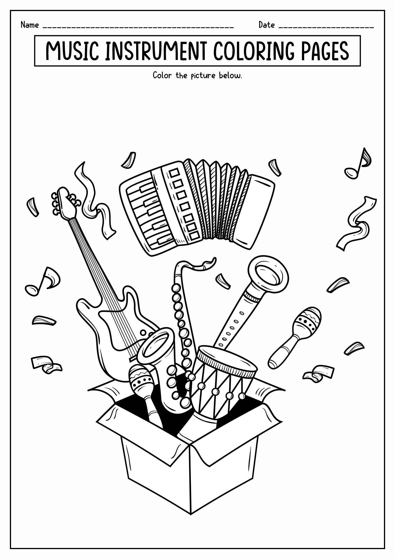 Free Printable Music Coloring Pages - Printable Blank World