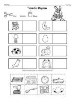 Rhyming Words Cut and Paste Worksheets