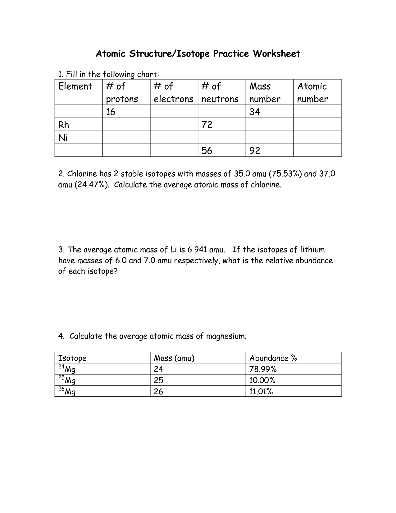 16 Atomic Structure Practice Worksheet Worksheeto