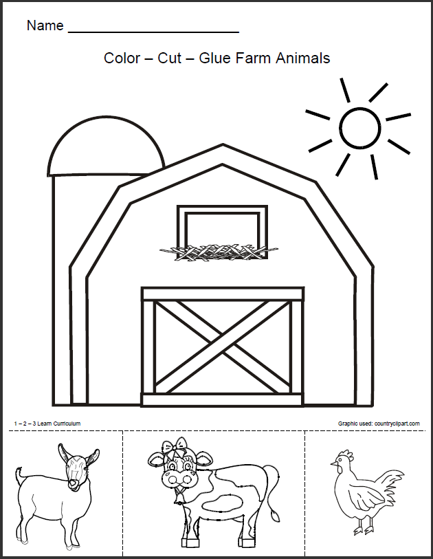 Barn and Farm Animal Worksheets Preschool