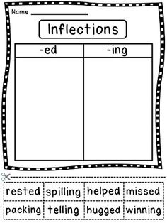 Ed and ING Inflected Endings Worksheets