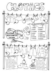 English Clothes Worksheet