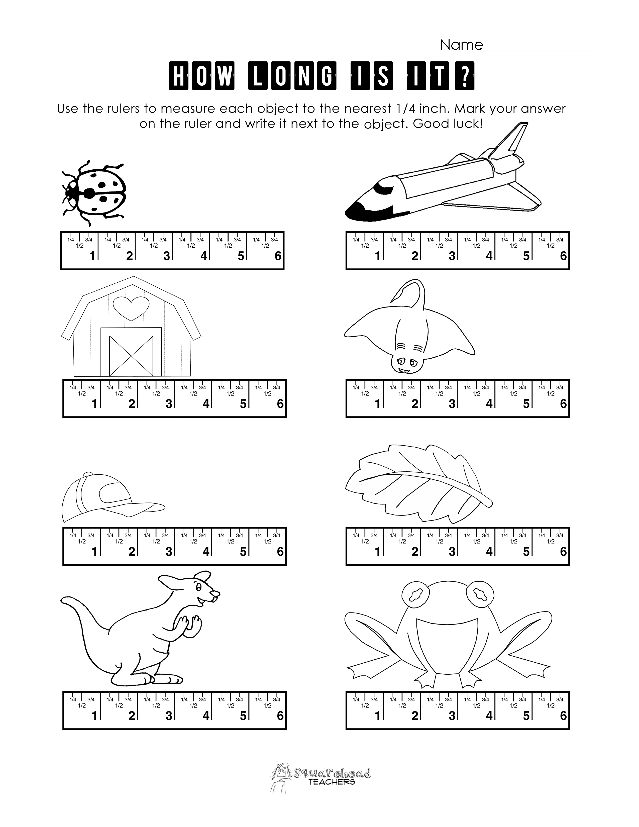 Free Worksheets Measuring with Rulers