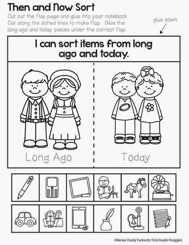 Kindergarten Worksheets Long Ago and Today