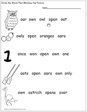 Letter O Words Kindergarten