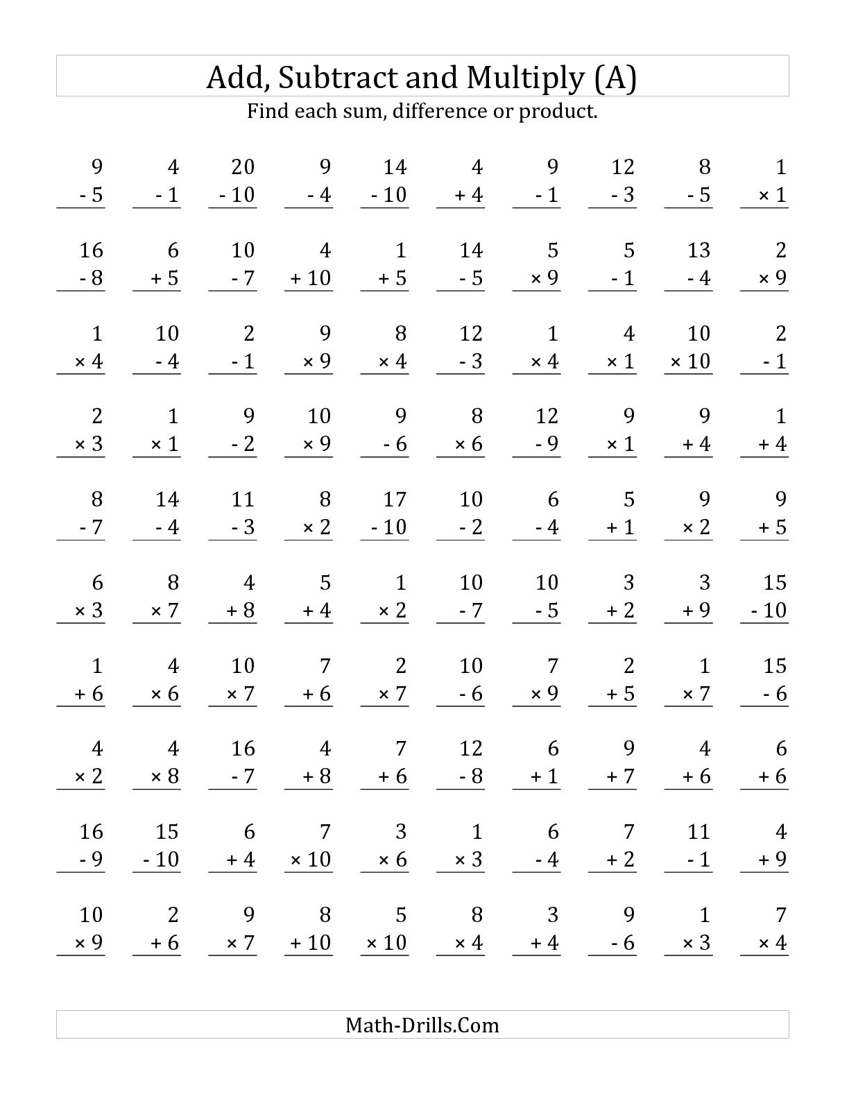 Math Multiplication Worksheets