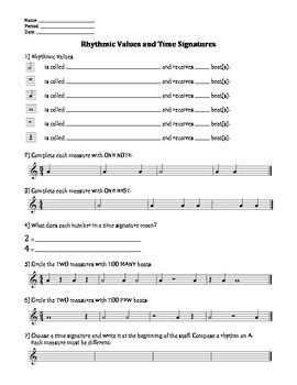 Music Note Values Worksheet