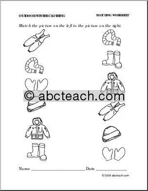 Preschool Winter Clothing Worksheet