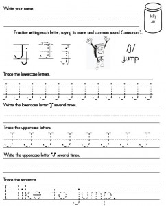 Printable Letter JJ Worksheets