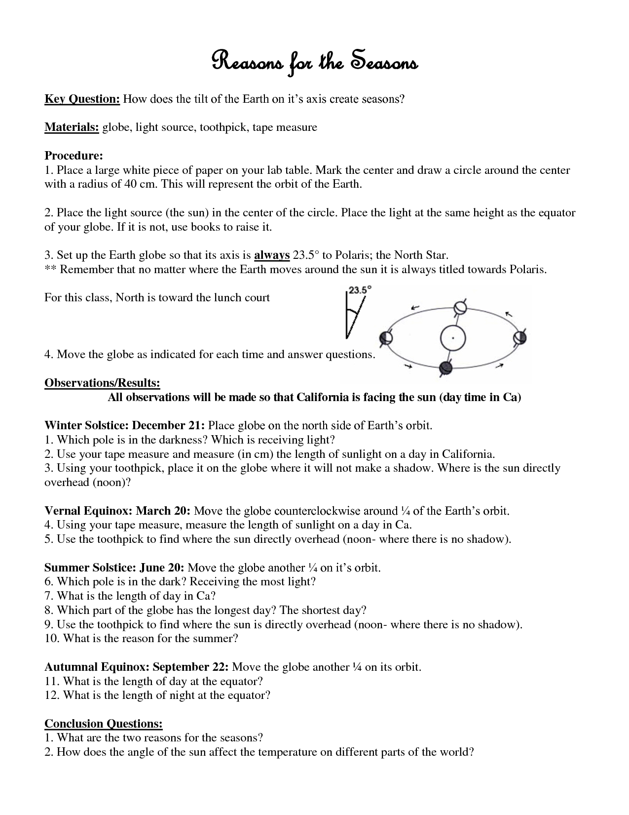 9 What Causes Seasons Worksheet Worksheeto