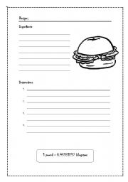 Recipe Worksheets Printable