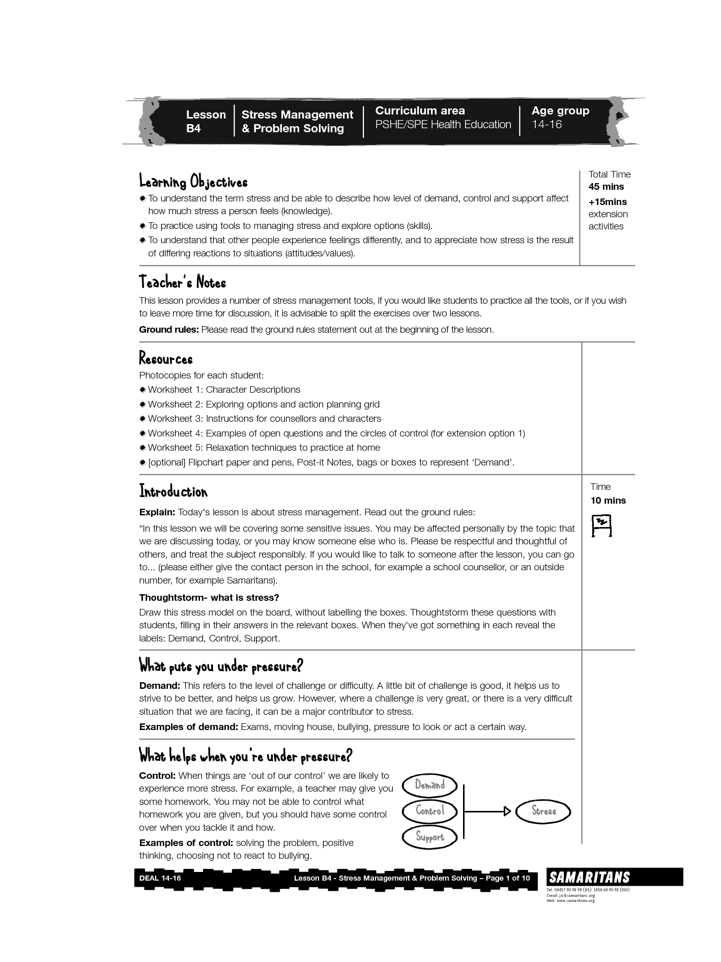 Stress Management Plan Worksheet