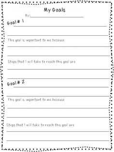 Student Goal Setting Worksheet