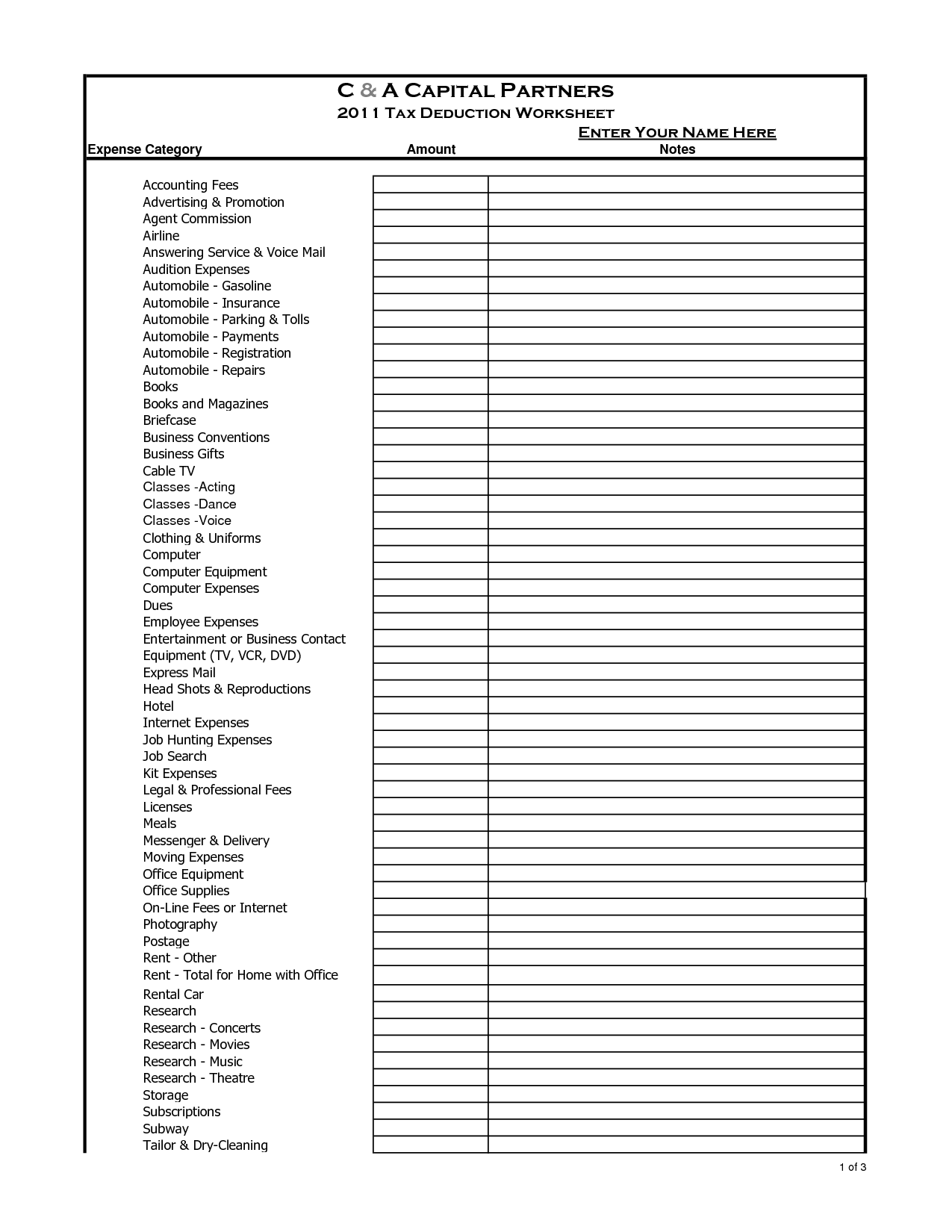 10 2014 Itemized Deductions Worksheet Worksheeto