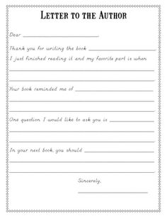 The Author to Write a Letter Template