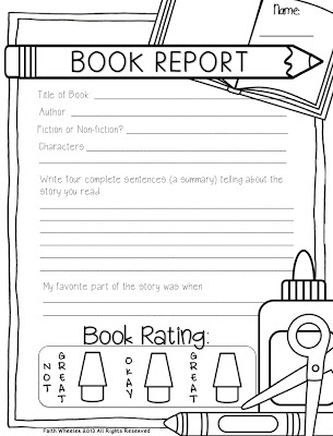 1st Grade Book Report Template