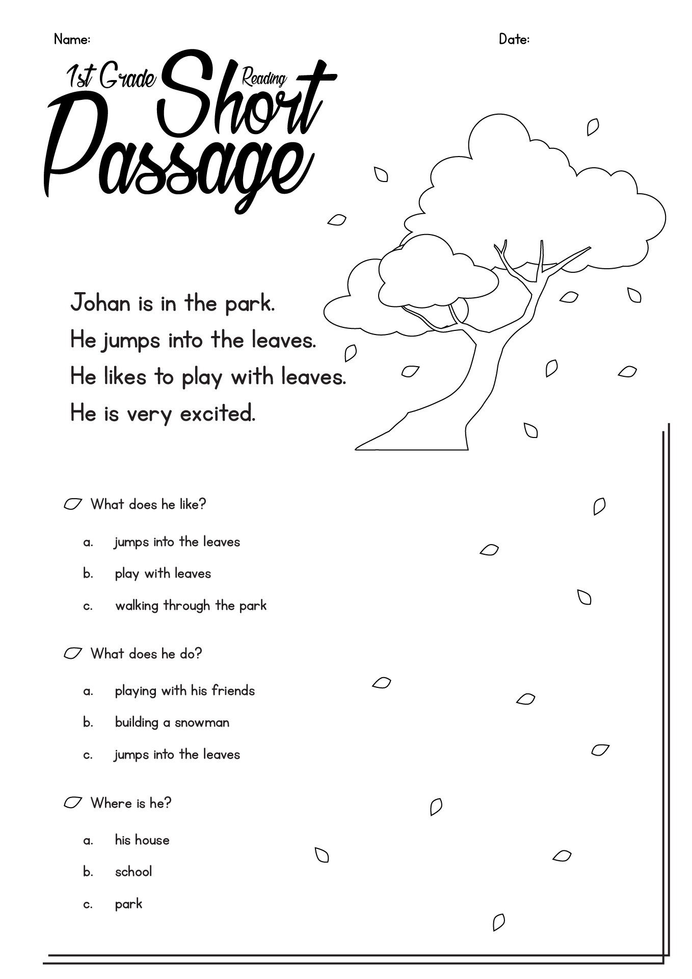 1st Grade Short Reading Passages