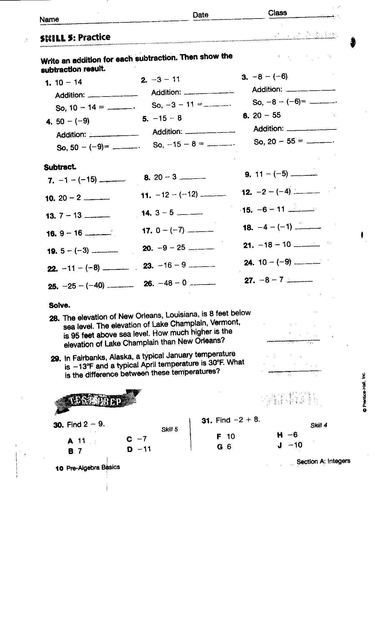 8th Grade Pre-Algebra Worksheets