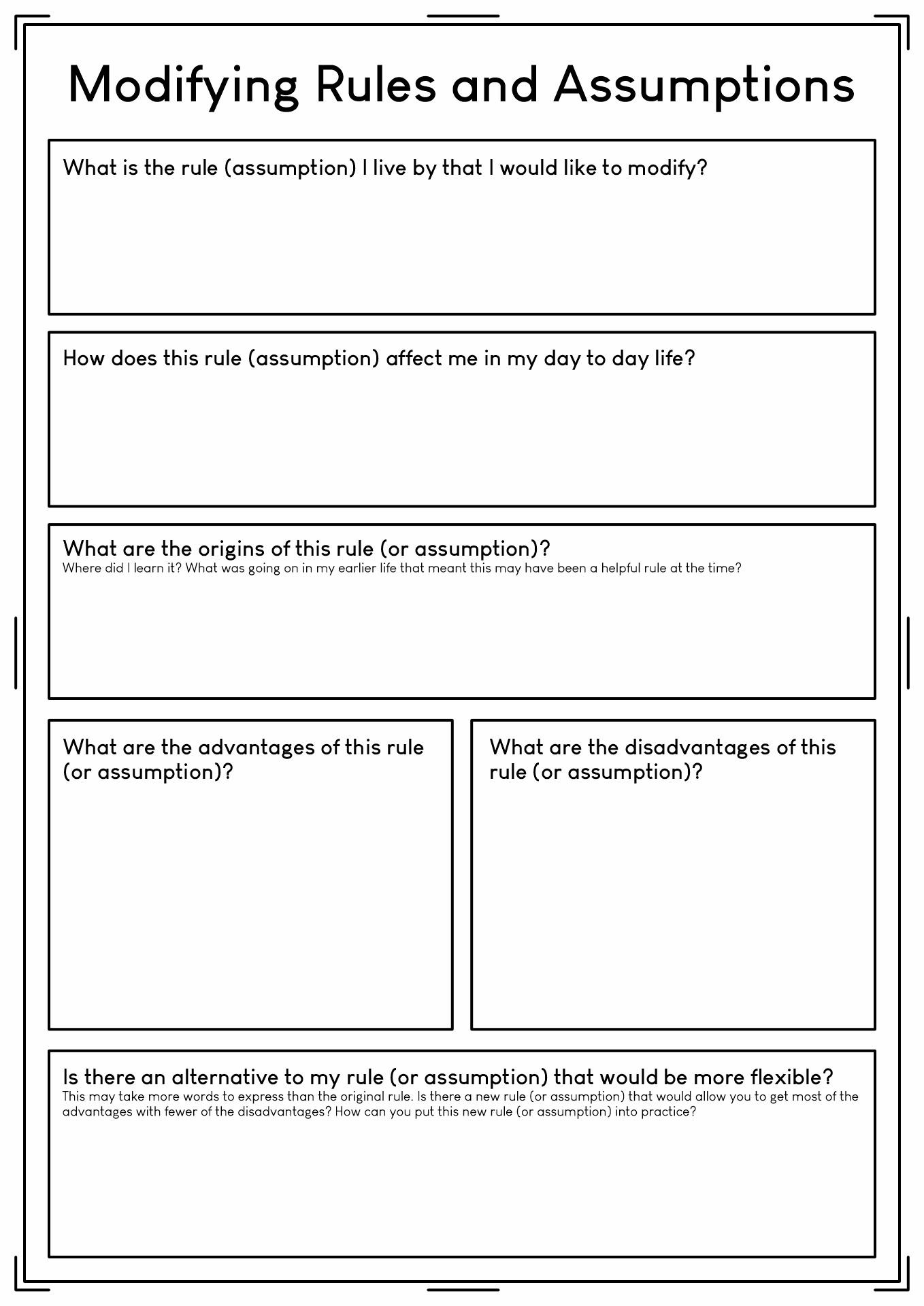 CBT and Eating Disorders Worksheets