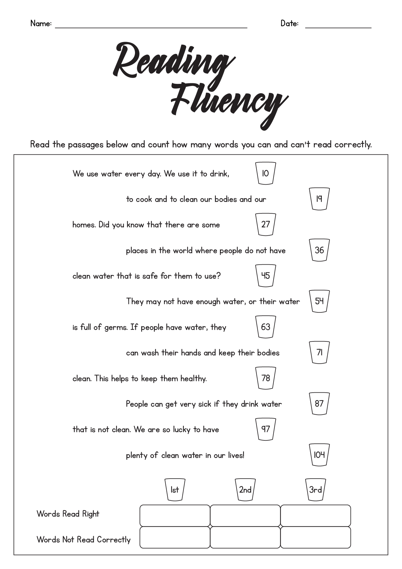First Grade Reading Fluency Passages