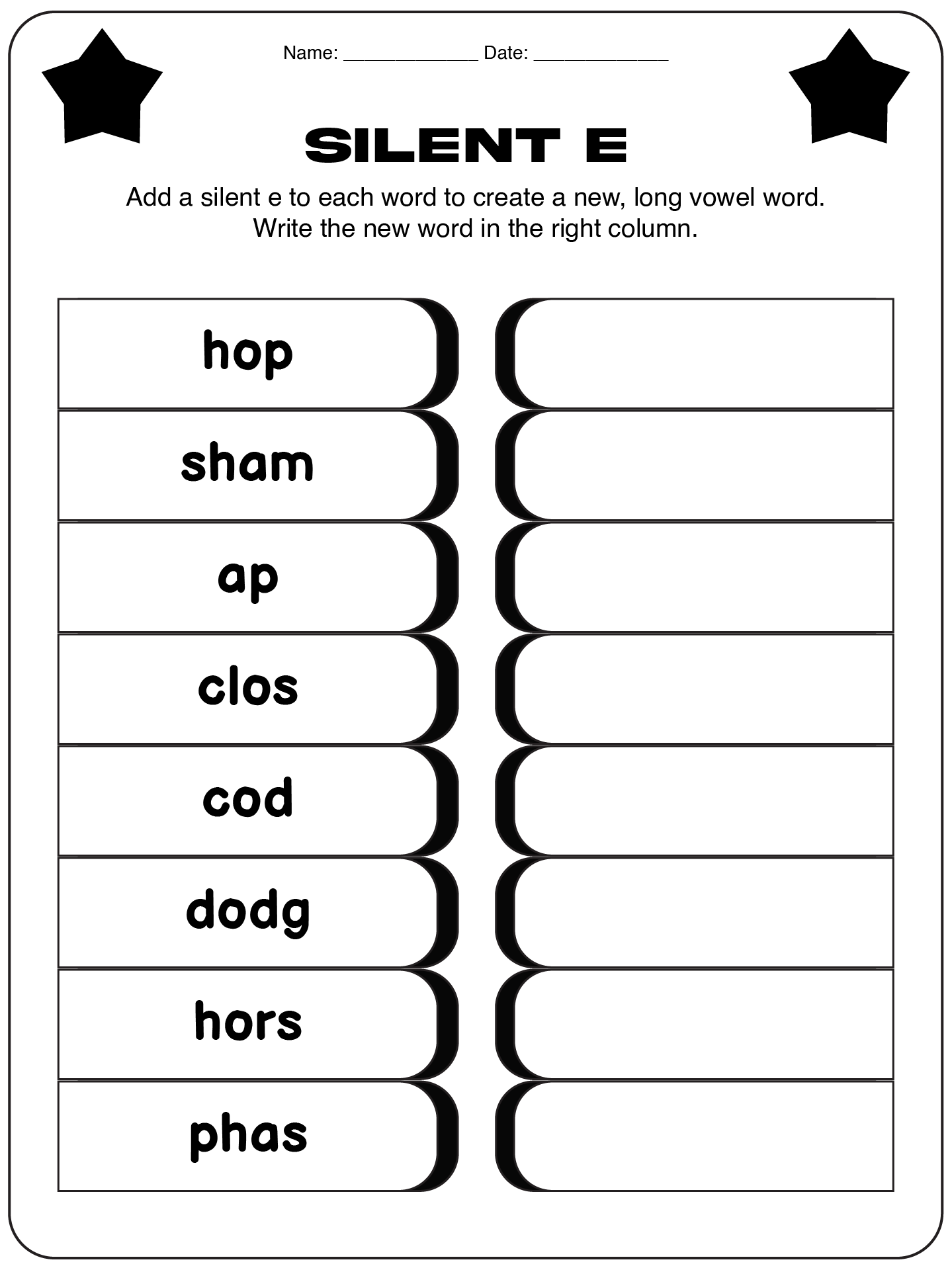 First Grade Reading Phonics Worksheets