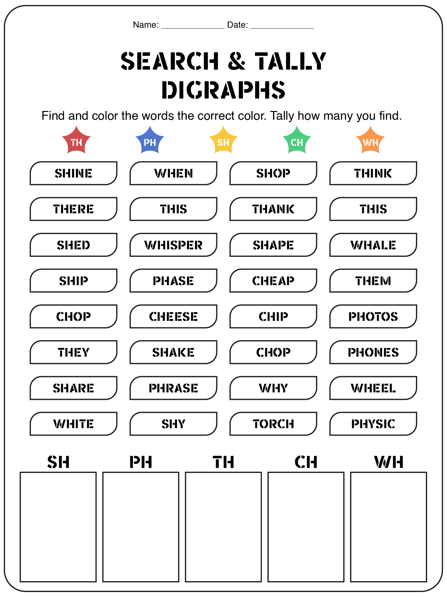 Free First Grade Phonics Worksheets