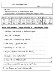 Irregular Verbs Worksheets PDF