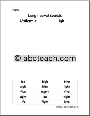 Long I Spelled Igh Worksheets