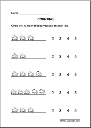 Pre-K Counting Frogs Worksheet