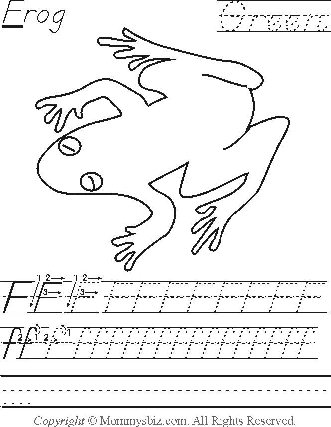 Preschool Worksheets F for Frog