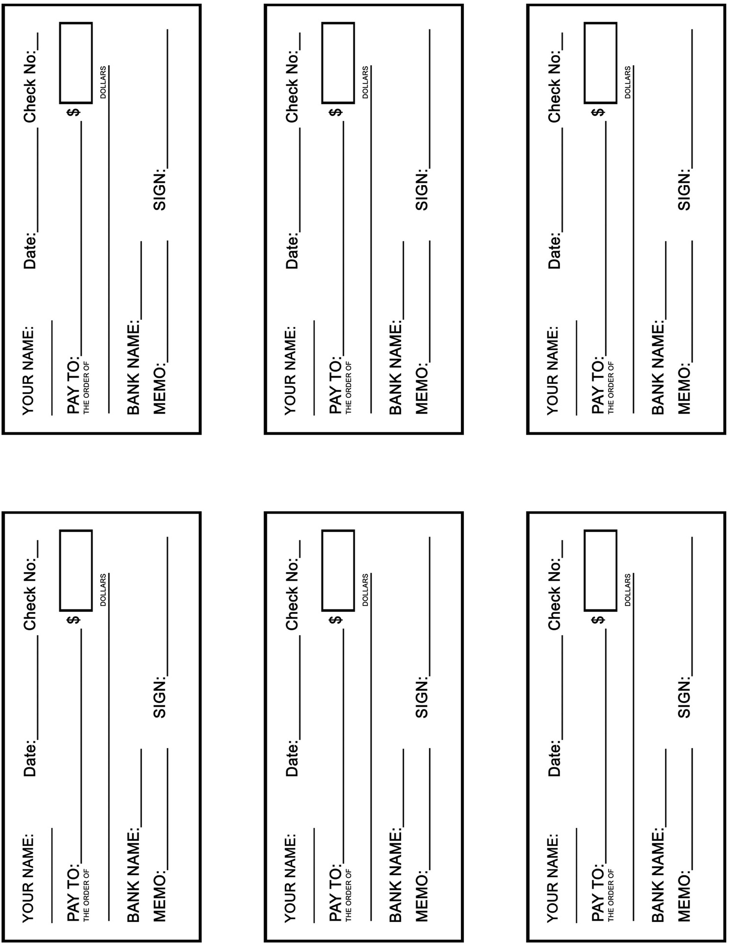 Printable Blank Checks Template