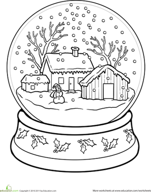 Printable Snow Globe Coloring Page