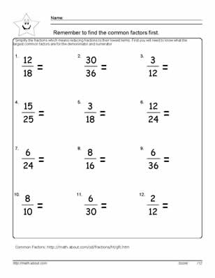 Simplest Form Fractions Worksheets 4th Grade