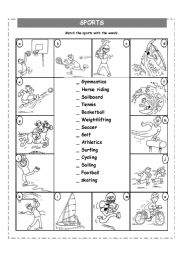 Sports Vocabulary Worksheets