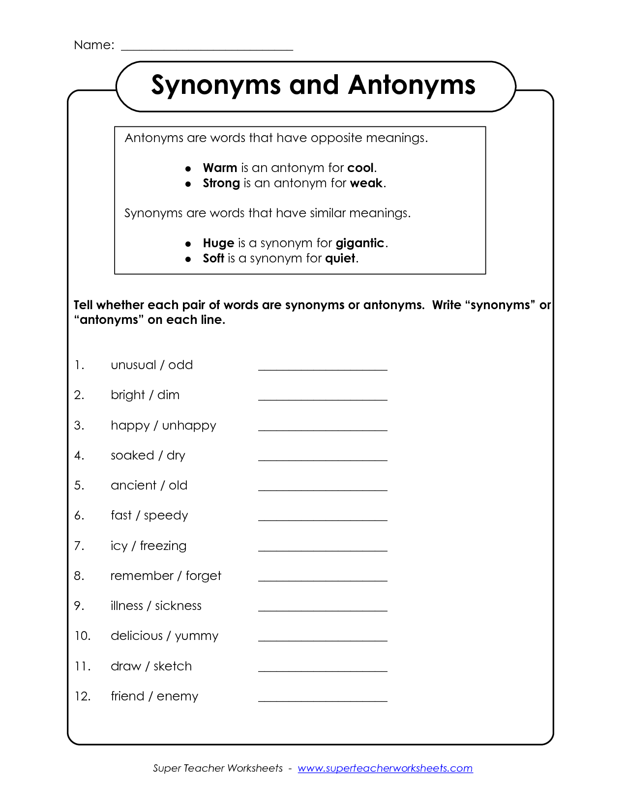 13 Analogy Synonym Worksheet Worksheeto