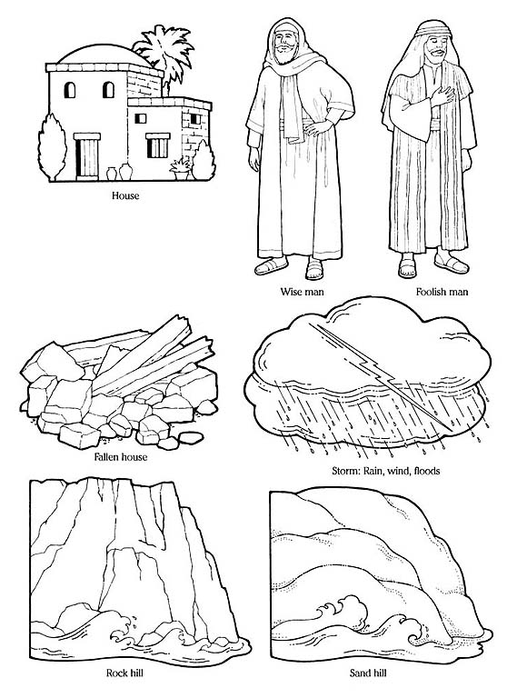 Wise and Foolish Man Coloring Page